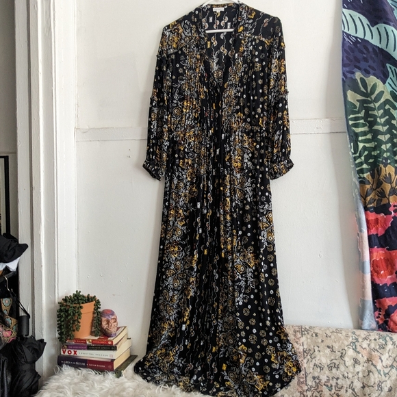 Poupette St Barth Black Floral Midi Dress XS - Picture 10 of 11